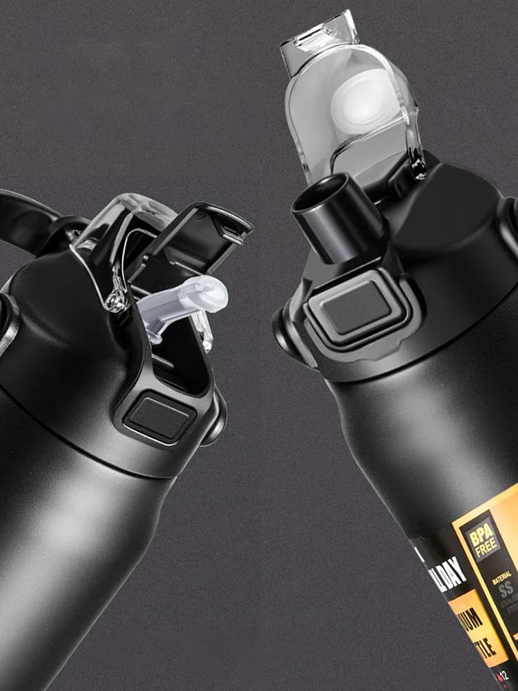 ترمس خارجي محمول من الفولاذ المقاوم للصدأ 304، كوب حراري، قوارير مفرغة، زجاجة مياه رياضية باردة وساخنة مع شفاطة - 3