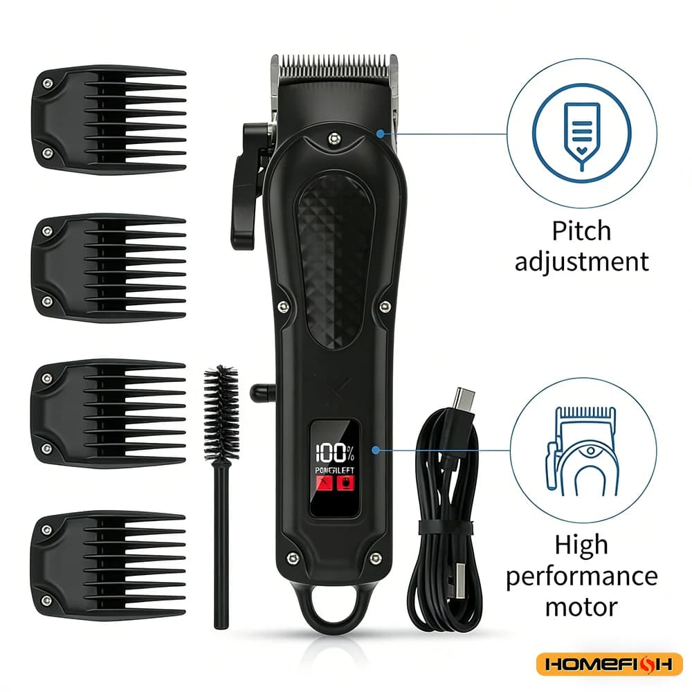 ماكينة قص شعر واحترافية قابلة للشحن عبر USB، ماكينة تشذيب اللحية، لاسلكية، هدية مثالية للرجال - 4