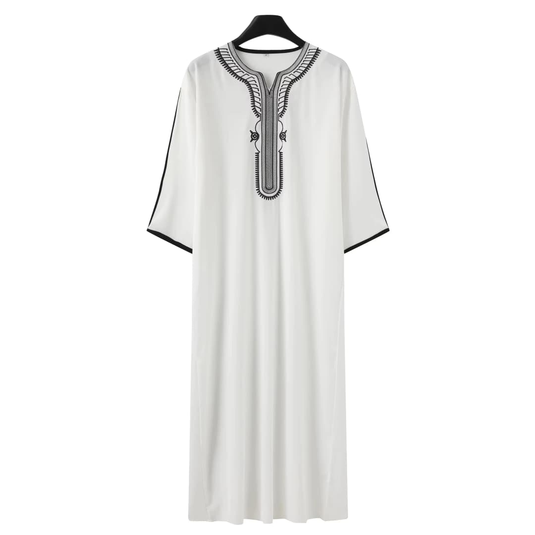 جلابية رجالي مغربية أنيقة ومطرزة - رداء طويل كاجوال للرجال المسلمين - 2