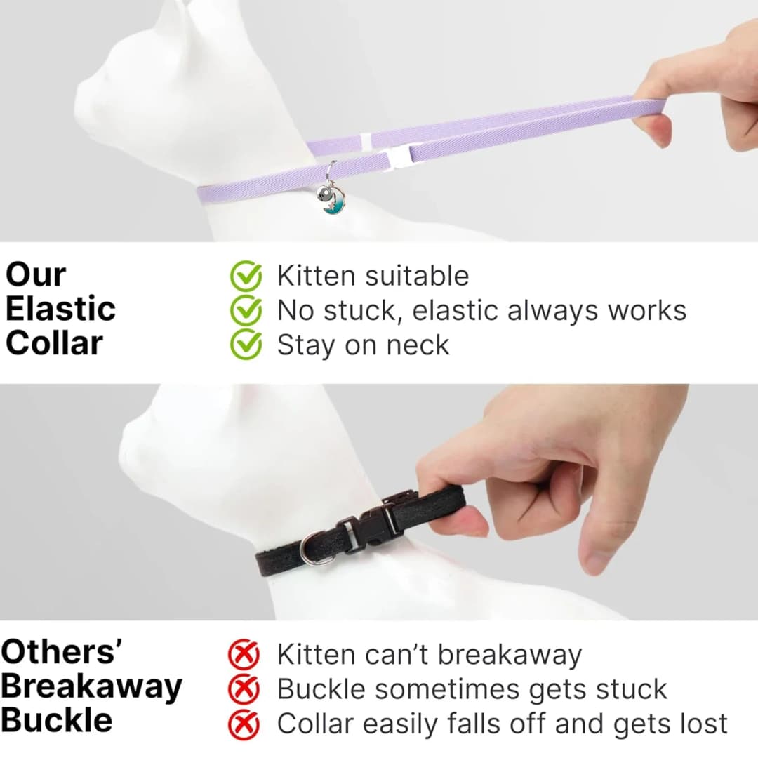 Fashion Airtag Pet Collar Adjustable Elastic Nylon Puppy Cat Collar with Bell Anti-lost GPS Tracker Case（No tracker included） - 5