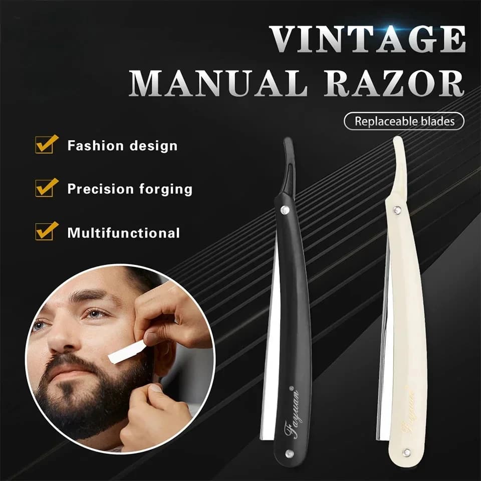 Manual Shaver for Men Barbershop Razor Stainless Steel Shank Is Easy To Use Safety Razor 1Pcs Shaving Razor with Blades - 5