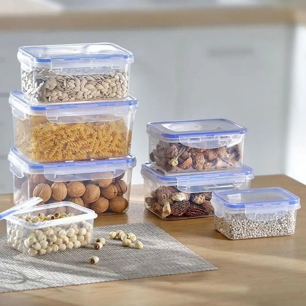 Sealed Rectangular Refrigerator Storage Box with Lid Plastic Trasparent Crisper Food Containers Stackable Microw - 3