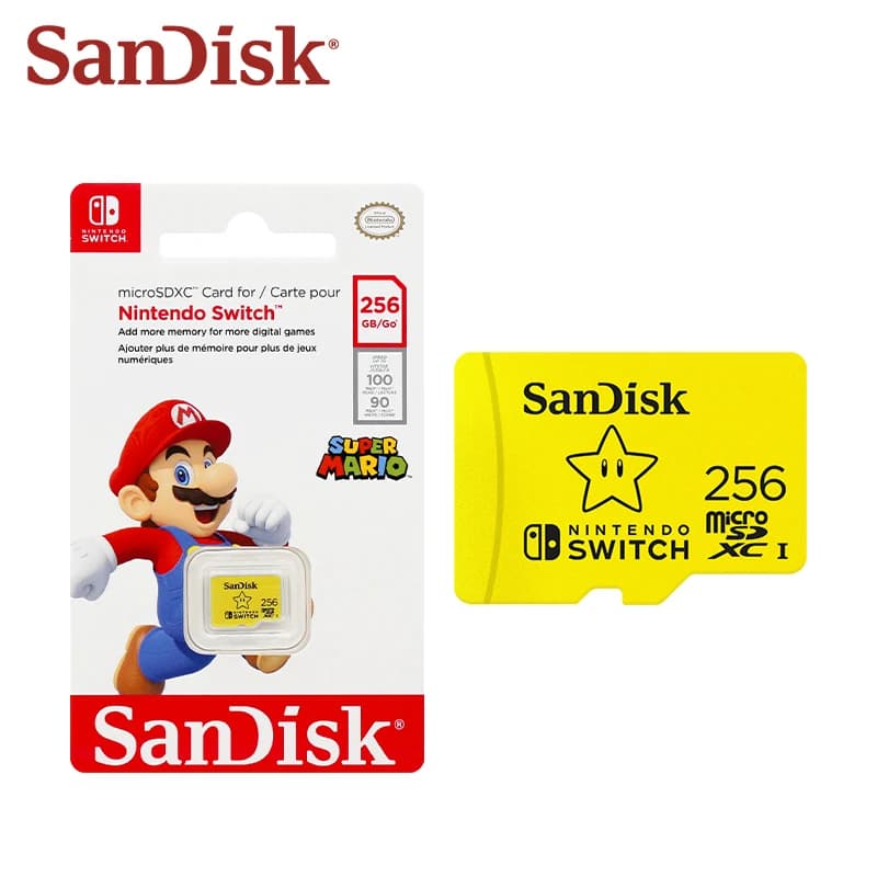 بطاقة ذاكرة سان ديسك الرسمية المرخصة من نينتندو microSDXC UHS-I بسرعة 100 ميجابايت/ثانية و90 ميجابايت/ثانية، سعة 128 جيجابايت و256 جيجابايت و512 جيجابايت لجهاز سويتش OLED لايت - 6