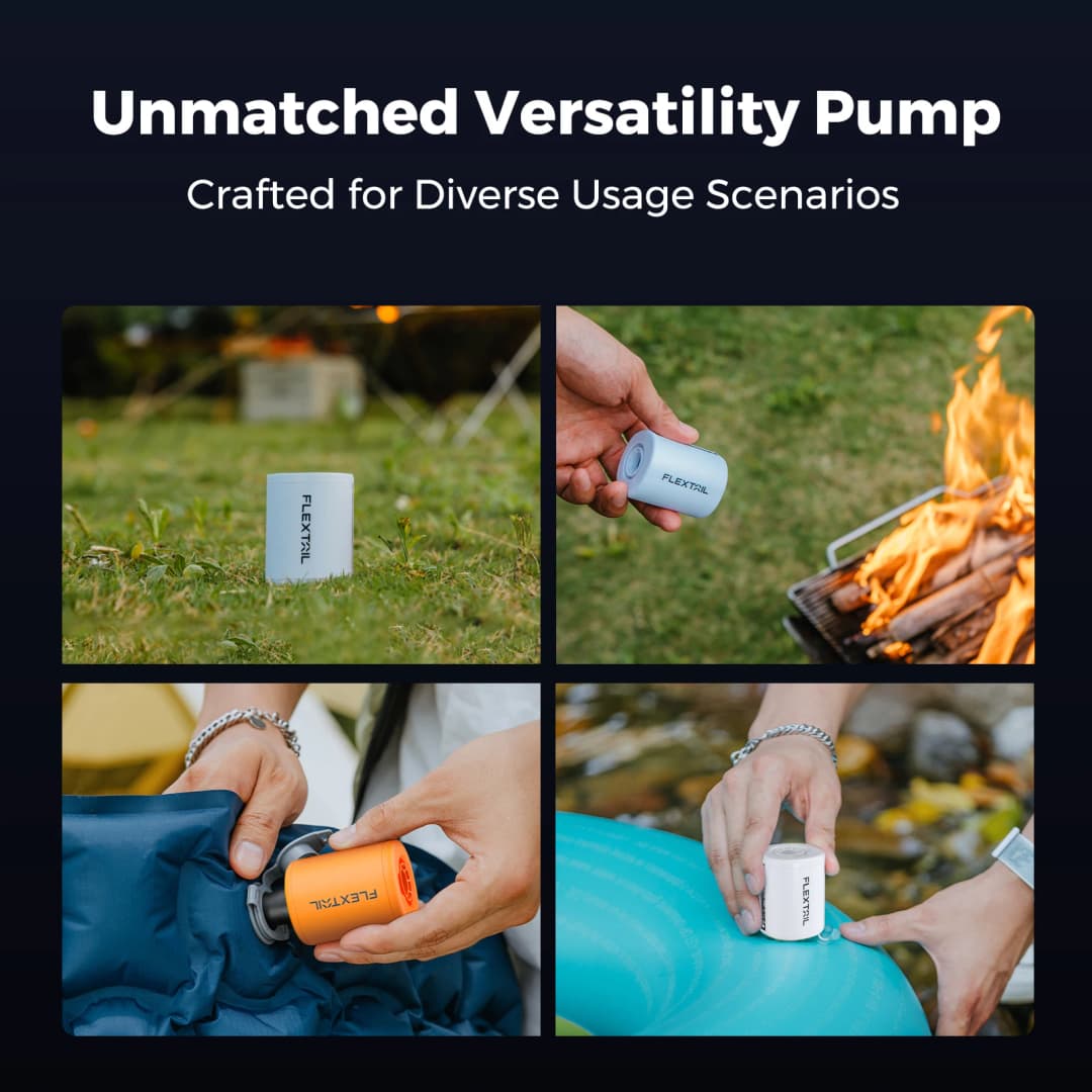 مضخة هواء كهربائية FLEXTAIL TINY PUMP 2/2X - 4kPa محمولة للتخييم لأسرة الهواء وألواح النوم وأكياس التفريغ - 5