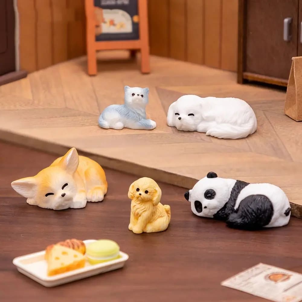 New Cute Cartoon Puppy Statue DIY Crafts Car Ornament Mini Animals Figurine Resin Home Decorations Miniature Dog Figurines