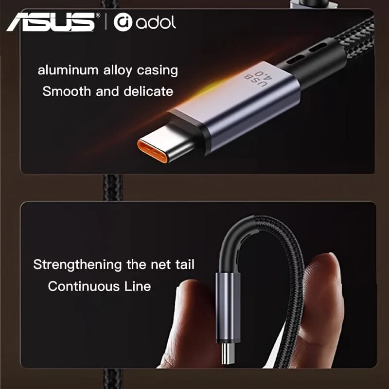 كابل ASUS USB4 بسرعة 40 جيجابت/ثانية وقوة 240 واط بدقة 8K لشحن Thunderbolt 4 Type C السريع ونقل البيانات USB C إلى C - 2