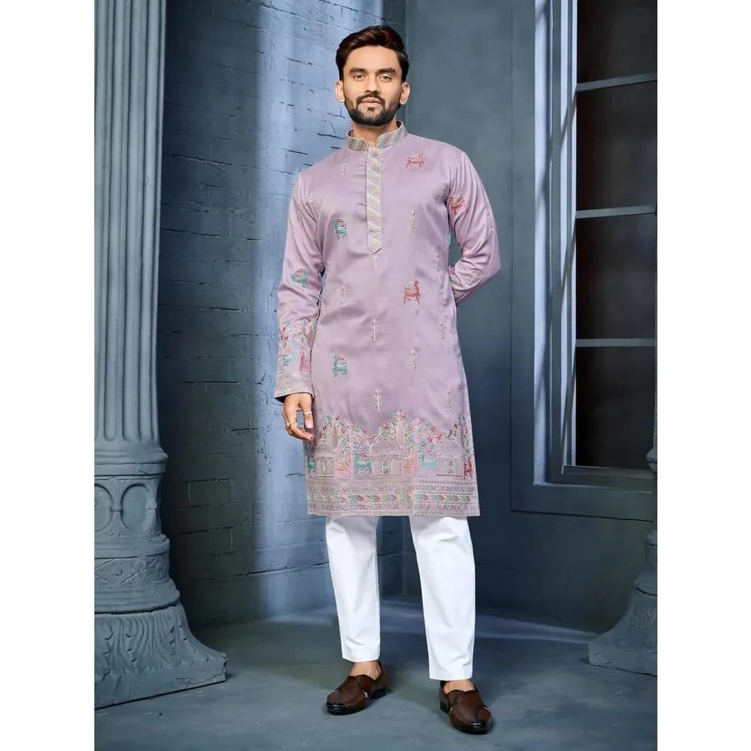 Muslim Kurtta Caftan Dubai Men'S Robe Long-Sleeved Ethnic Style Stand Collar Arabic Clothing National style Middle Eastern - 4