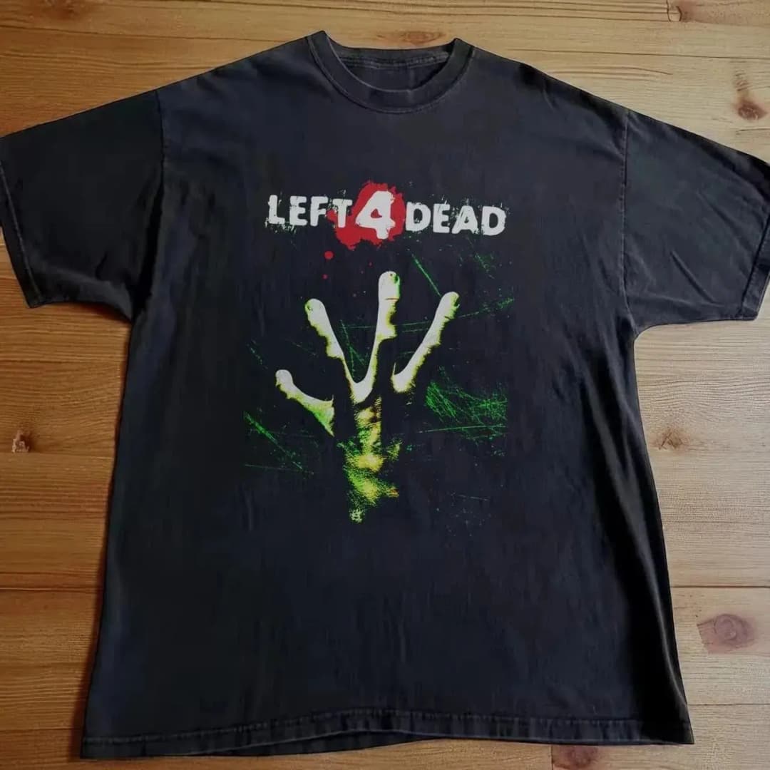 Y2k Aesthetic Graphic Print Tops Vintage Left 4 Dead Short Sleeve Black Retro T Shirt Oversized Tee Casual Streetwear Unisex