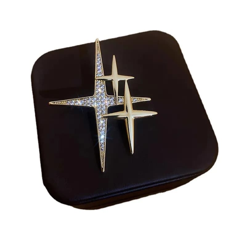 Classic Shining Exquiste Crsytal Star Brooches Pins For Women Men Fashion Korean Style Rhinestone Gold Color Badges Jewelry - 5