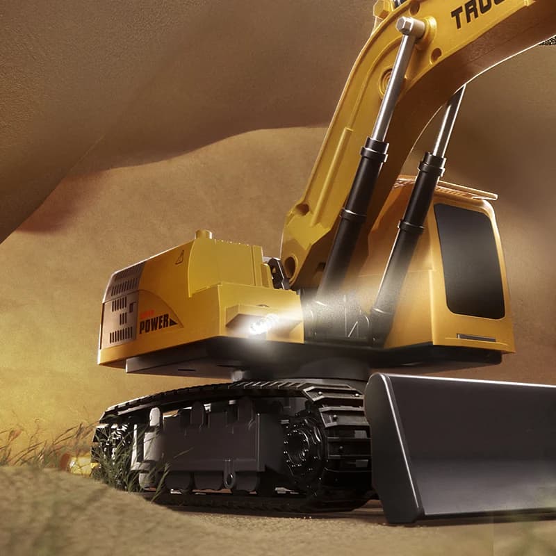 Alloy Remote Control Excavator Toy Car with Lights Sound Effect Electric Excavator Automobile Engineering Vehicle Children Gifts - 4
