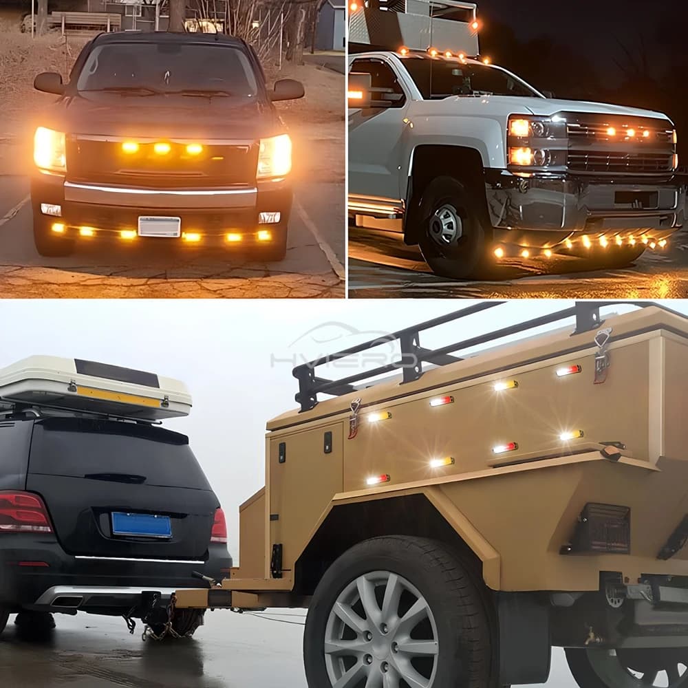 1X شاحنة 12V-24V LED تحذير وميض شبك مصباح وميض بار جانبي سيارة إشارة حمراء صفراء بيضاء إشارة دوران إضاءة ضباب دائمة - 4