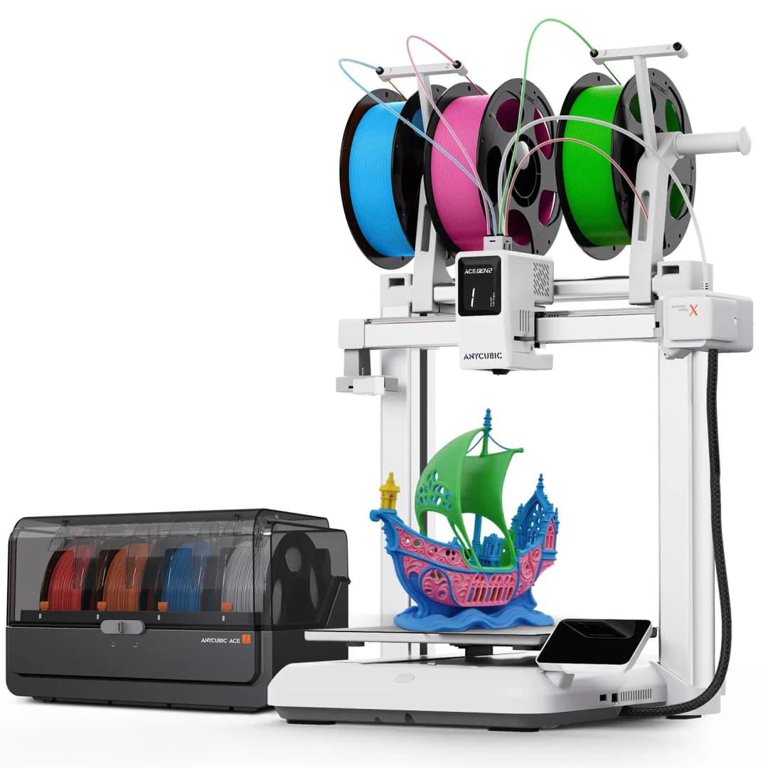 طابعة ثلاثية الأبعاد ANYCUBIC Kobra X متعددة الألوان بأربعة ألوان وتقنية FDM عالية السرعة لسطح المكتب