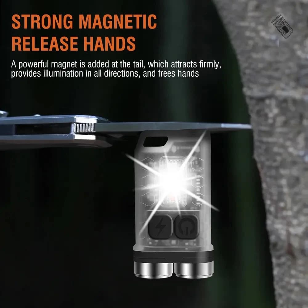 Mini Portable Keychain LED Flashlight TYPE C Rechargeable Camping Hiking Lantern High Power Luminous Flash Light Pocket Torch - 3