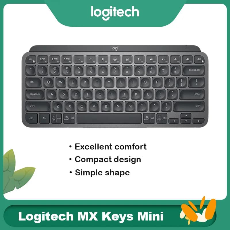 لوحة مفاتيح Logitech MX Keys Mini لاسلكية، بلوتوث، إضاءة خلفية، 79 مفتاح، Type-C، مناسبة للماك والآيباد