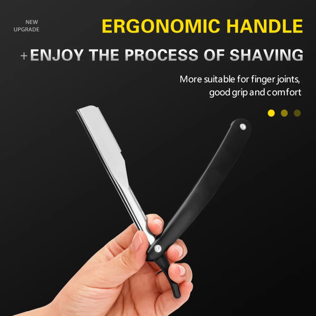Pro Manual Shaver Straight Edge Stainless Steel Sharp Barber Razor Folding Shaving Beard Cutter Holder Barber Tools - 3