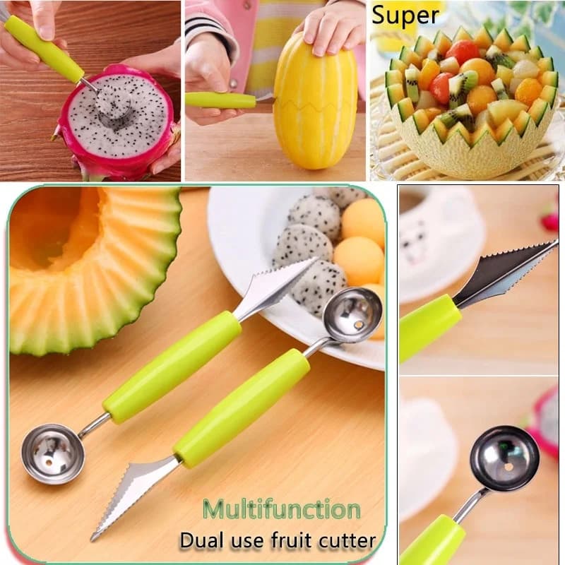 Dual Head Fruit Platter Carving Knife Kitchen Vegetable Carve Fruit Slicer Device Scoop Ballers Cutter Chop Gadgets Accessorie - 2