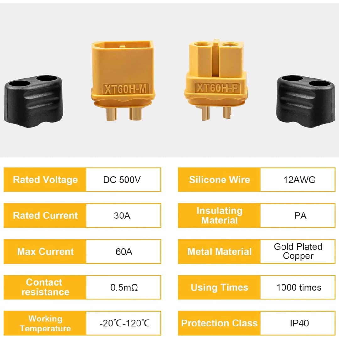 5/10 أزواج موصلات XT60H مع غطاء أنثى/ذكر لبطاريات التحكم عن بعد وطائرات بدون طيار - 3