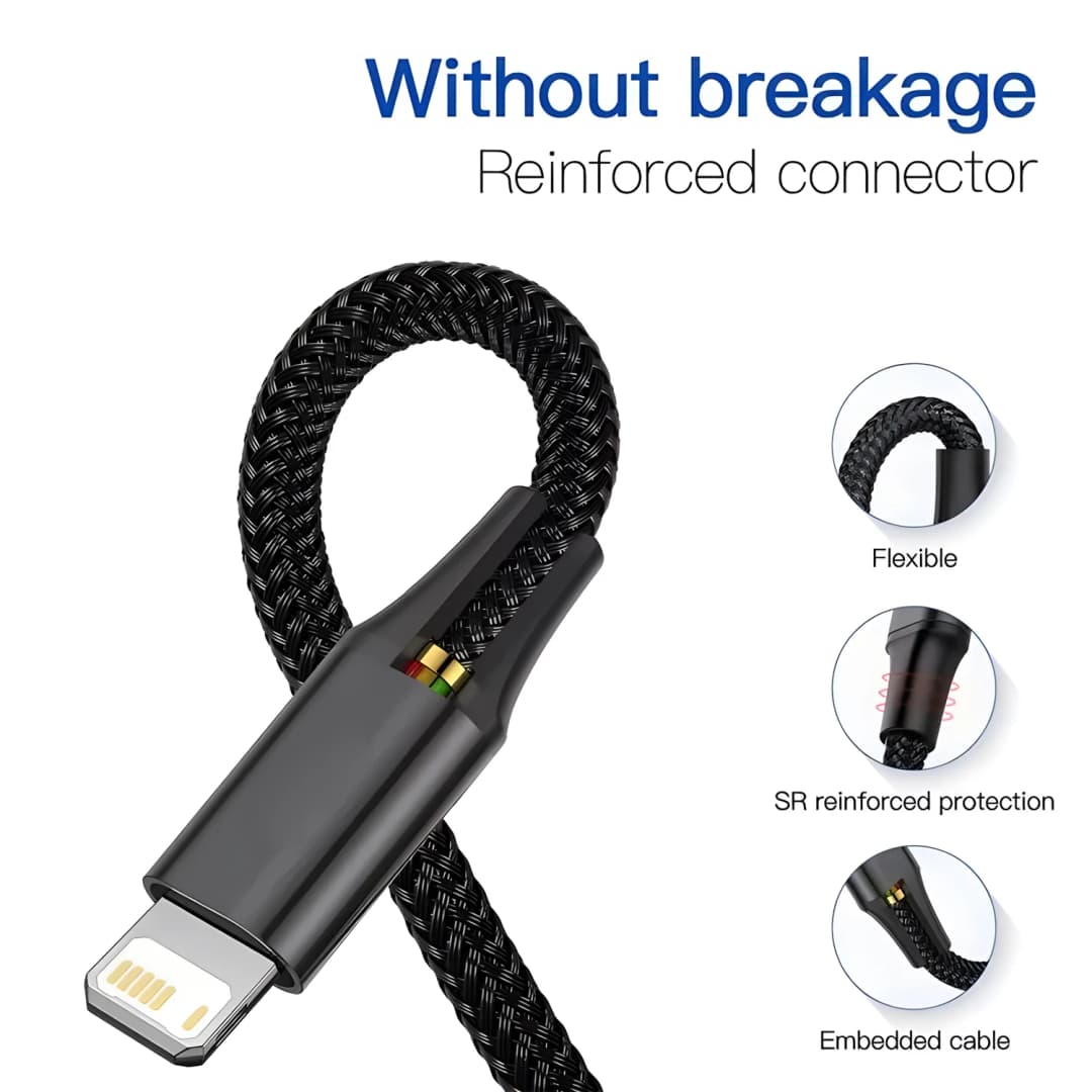 4 in 1 Multi Charger Cable For iPhone 15 14 13Pro Max Mini 3 in 1 Micro USB Type C Fast Charging Cable for Android iPhone Huawei - 4