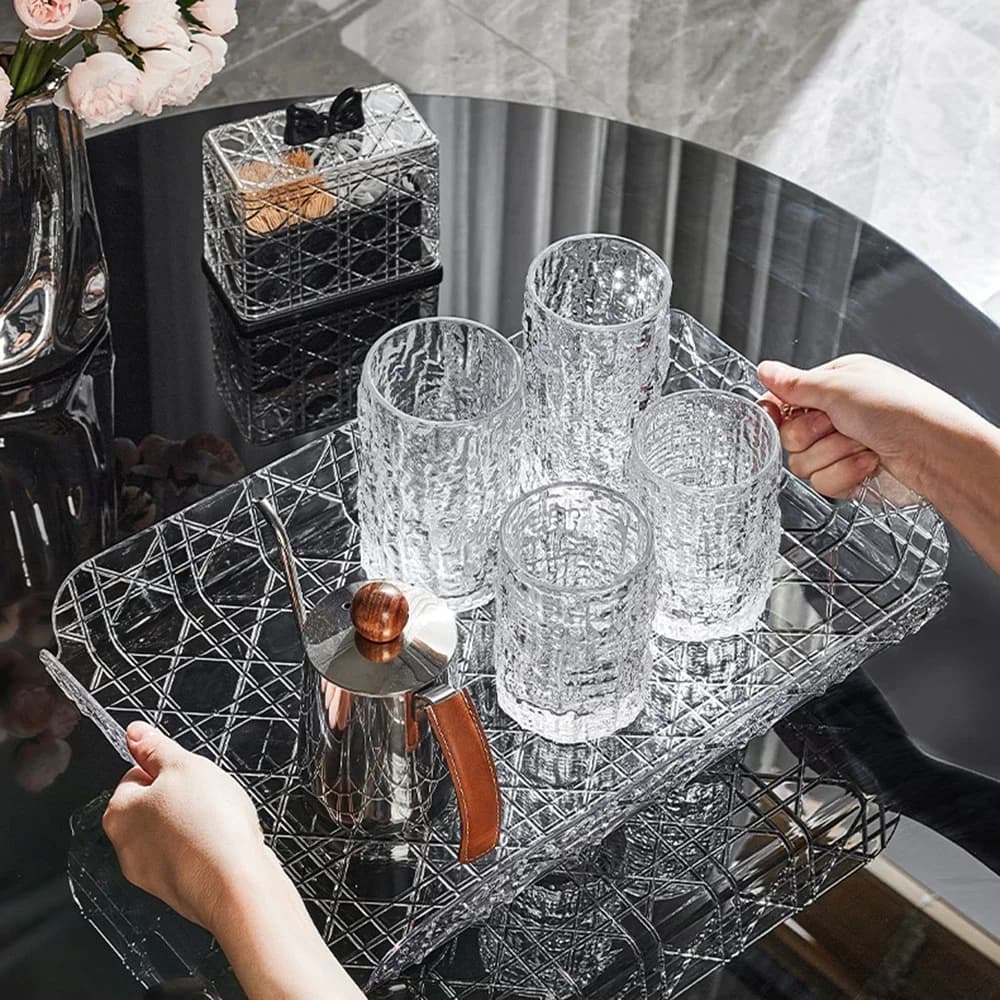 صينية تخزين مستطيلة منزلية لأكواب الماء والشاي، صينية شاي فاخرة وعالية الجودة، ديكور منزلي - 4