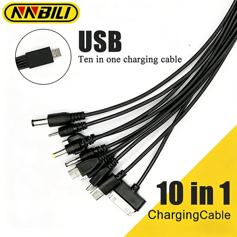 NNBILI 10-in-1 Multi-Head USB Charging Cable, Universal Retractable Travel Charger Cord with Micro-USB / Type-C / Lightning Conn