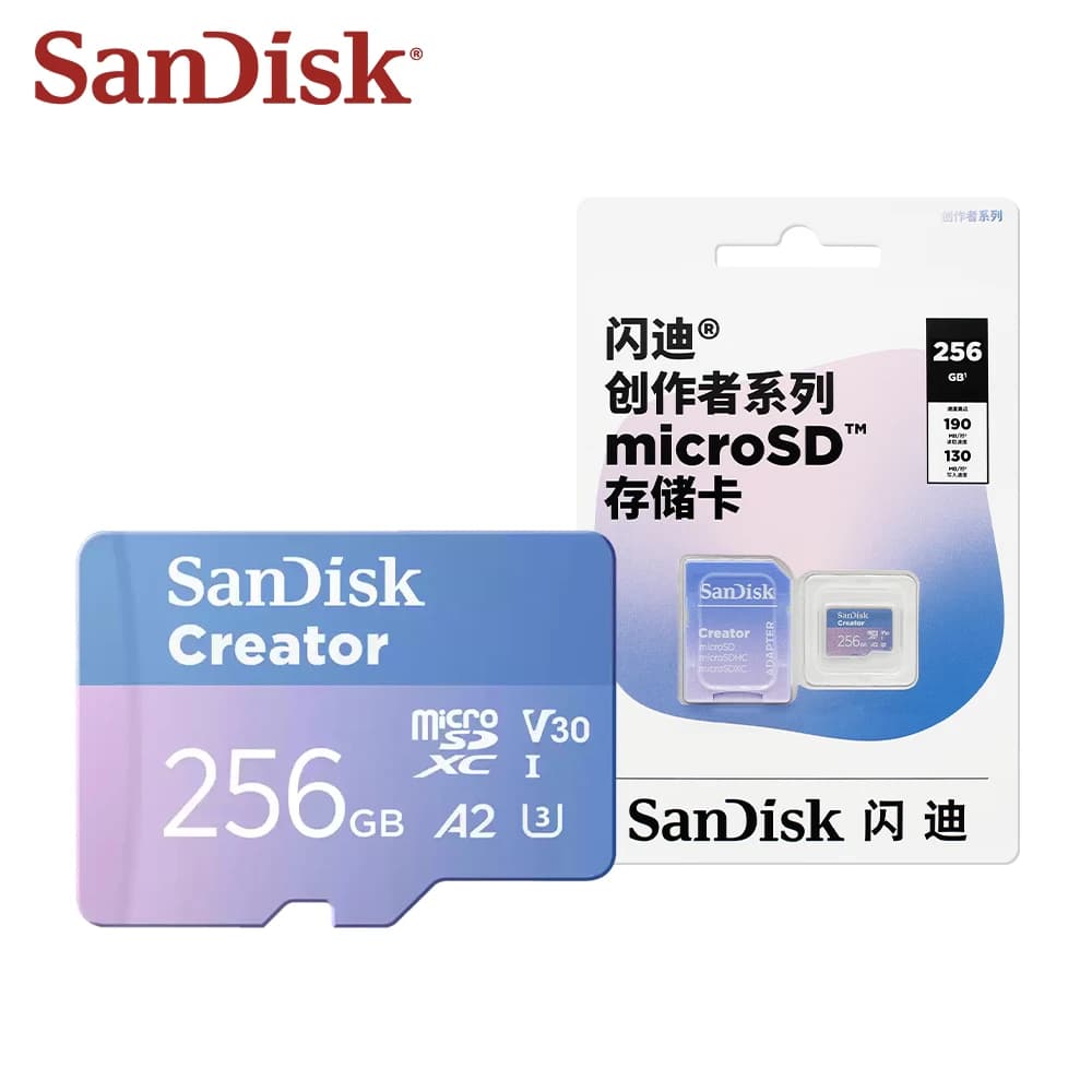 بطاقة ذاكرة SanDisk Creator microSD سعة 128 جيجابايت و256 جيجابايت V30 A2 U3 بطاقة ذاكرة أصلية لطائرات DJI بدون طيار وكاميرات الأكشن وألعاب Switch وبطاقات TF - 3