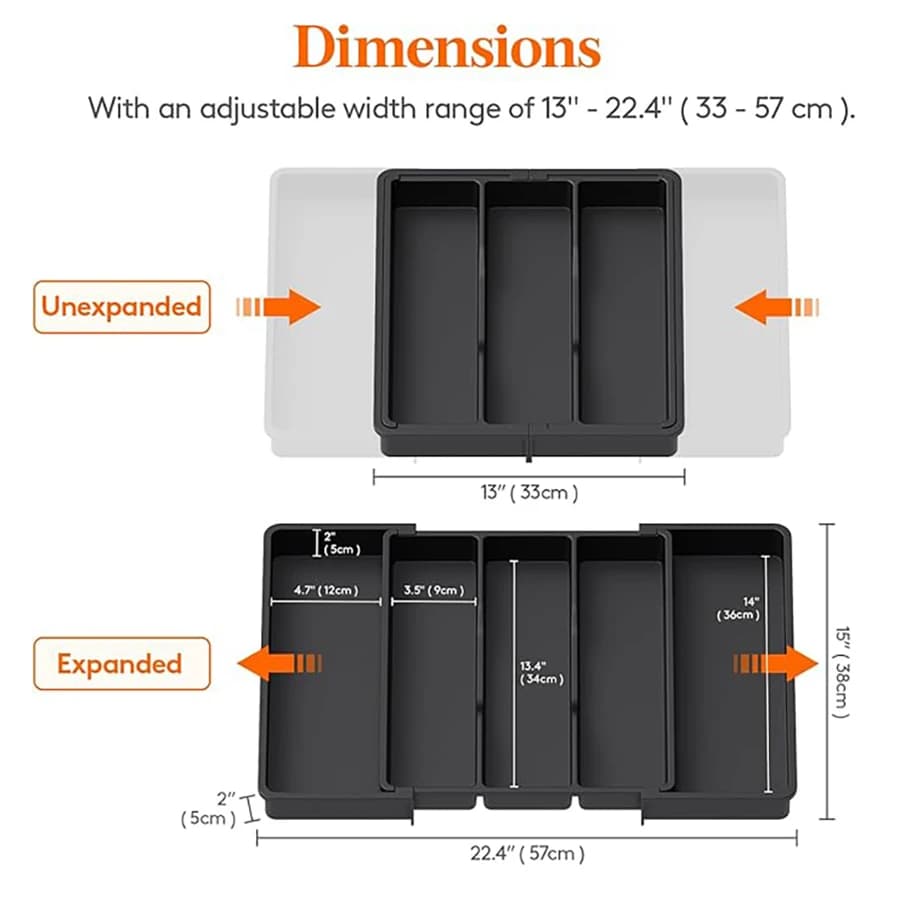 Expandable Cooking Utensil Tray Utensil Organizer for Kitchen Drawers Adjustable Cutlery Silverware Flatware Holder Kitchen Tool - 2