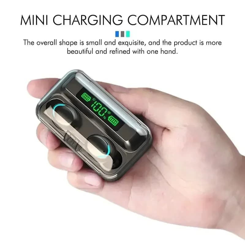 سماعة بلوتوث لاسلكية F9 5C، TWS، مقاومة للماء، شاشة ديجيتال، شحن سعة كبيرة - 4