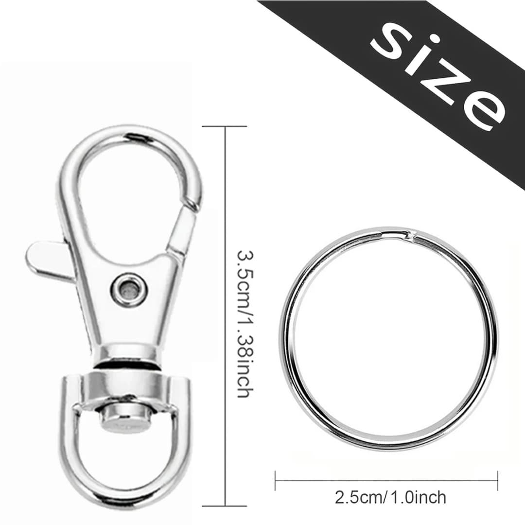 20/40/60 قطعة خطاف مفاتيح مع حلقة رئيسية، مشبك مع حلقة مسطحة لصنع المجوهرات والحرف اليدوية - 2