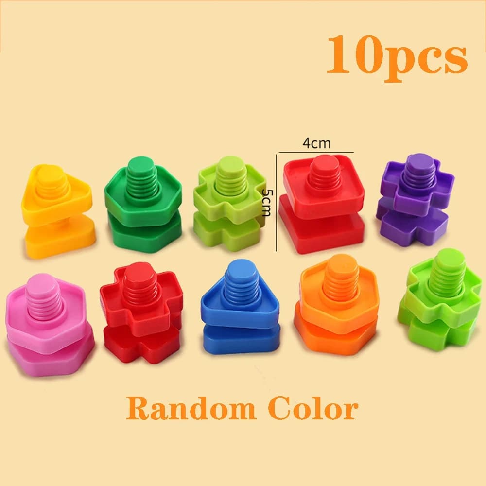 10/20pcs Set Screwing Building Blocks Creative Mosaic Puzzle Toys for Children Plastic Insert Nut Shape Boys Educational Toy - 5