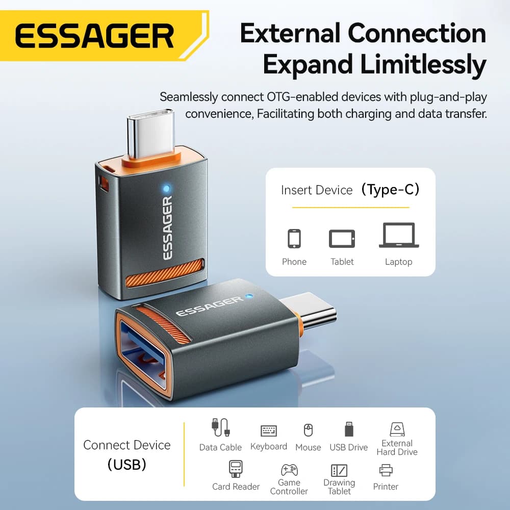 Essager USB3.0 OTG Adapter Type-C USB-A Micro Female to USB Micro iP Type-C Male Converter For Macbook Xiaomi iPhone OTG Adapter - 3