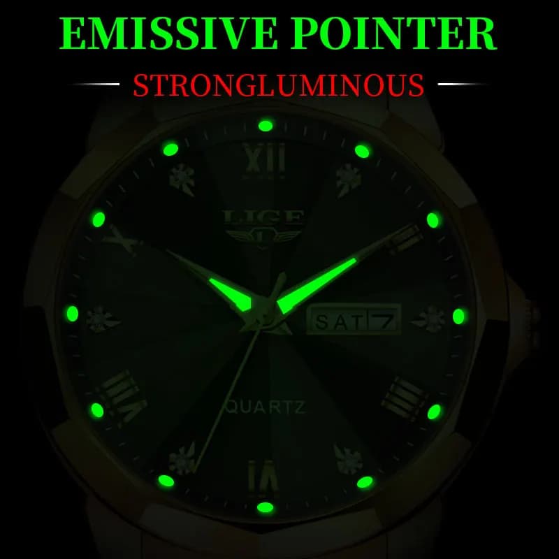 ساعات LIGE الكوارتز للنساء، ساعة فاخرة أنيقة مع تاريخ وأيام الأسبوع، هدية للنساء - 3