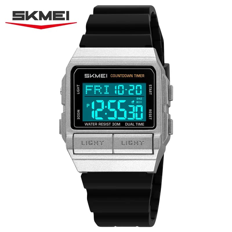 ساعة SKMEI 2475 رياضية جديدة مقاومة للماء رقمية إلكترونية للرجال والنساء عصرية وبسيطة بإضاءة ليلية فاخرة - 2