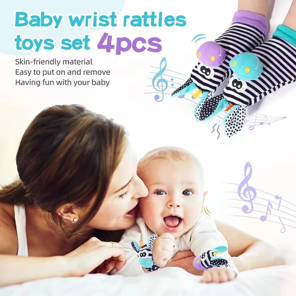 Baby Infant Wrist Rattle Socks Toys 0-12 Month Girl Boy Learning Toy Early Educational Development Cute Toddlers Sensory Gifts - 6