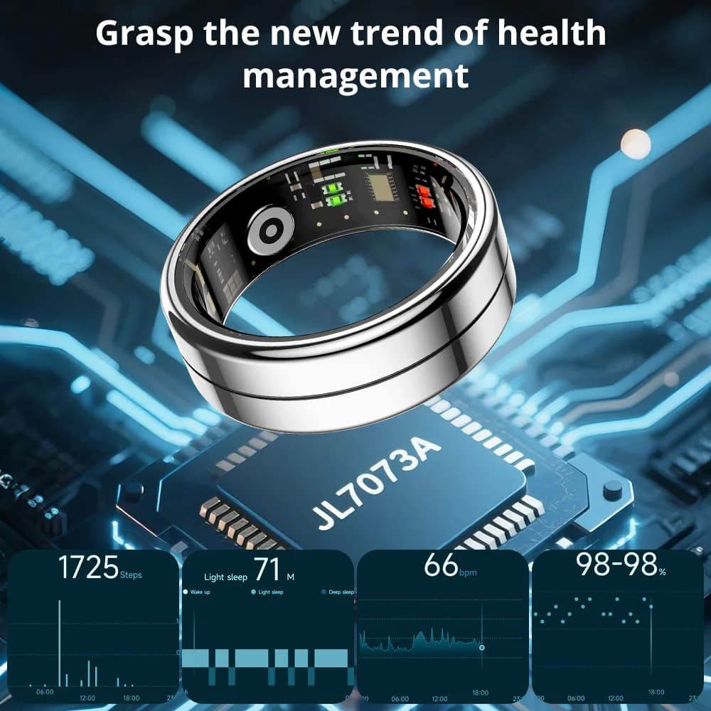 خاتم ذكي COLMI R07 للرجال والنساء مع علبة شحن، معدل ضربات القلب والأكسجين في الدم، مقاوم للماء حتى 50 مترًا لأجهزة أندرويد وآي أو إس وهواتف شاومي - 5