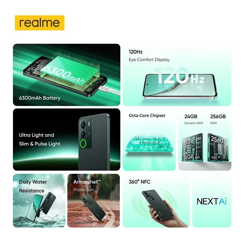 هاتف ذكي ريلمي P3 لايت، بطارية 6300 مللي أمبير في الساعة، شحن SUPERVOOC 15 وات، كاميرا 50 ميجابكسل مع AI، شاشة بمعدل تحديث 120 هرتز، ذاكرة 256 جيجابايت، يدعم NFC، النسخة الروسية - 2