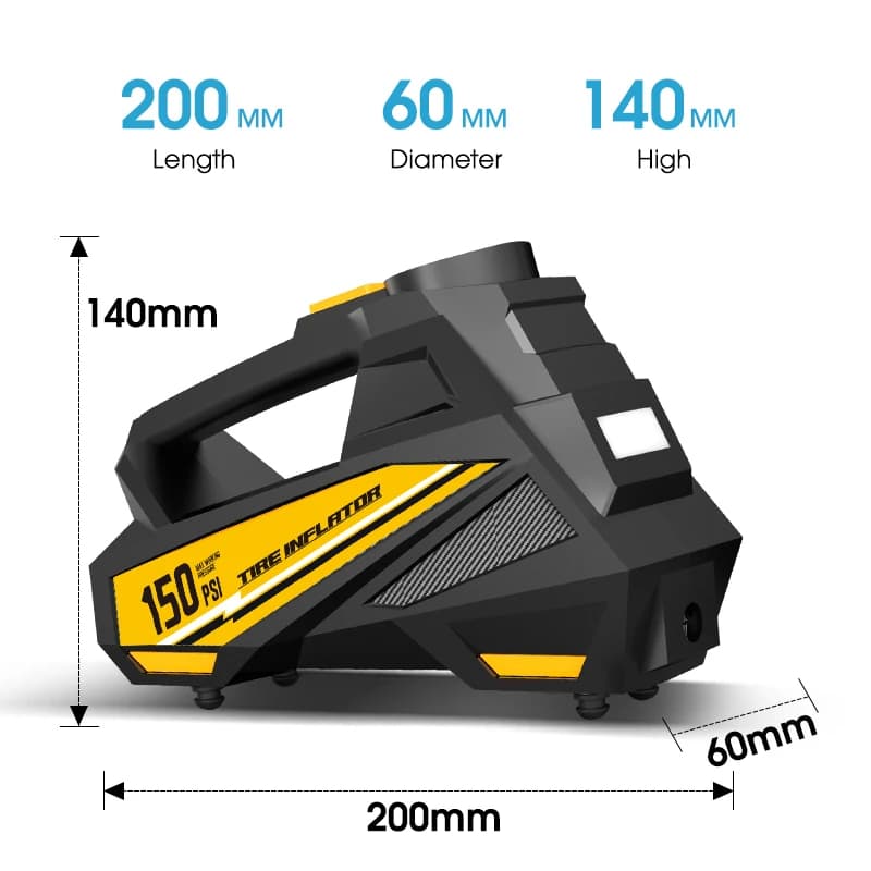 مضخة هواء محمولة للسيارات من CARSUN، مضخة نفخ إطارات كهربائية محدثة 12V 150PSI، ضاغط هواء للدراجات النارية والهوائية - 4