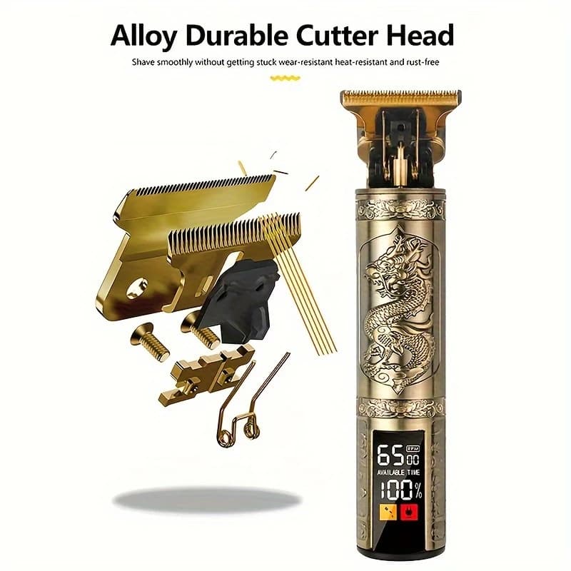 مجموعة ماكينة قص الشعر الاحترافية العتيقة وأدوات قص الشعر اللاسلكية القابلة لإعادة الشحن للرجال، ماكينة تشذيب اللحية مع - 5