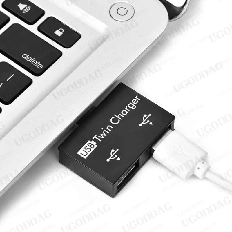 محور USB صغير 2-Port USB مزدوج شاحن الفاصل طقم محوّل سبائك الألومنيوم PC صغير محمول متين محور USB صغير للشحن - 5