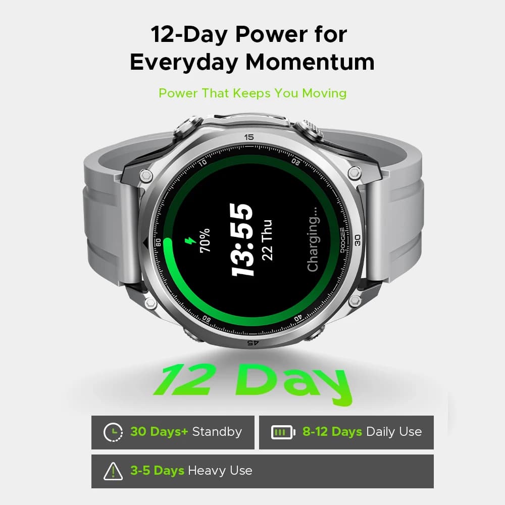 DOOGEE ANYWISE W1 Lite Smart Watch 5ATM Waterproof 1.43'' Screen 178 Sports Modes 24 hours Health Monitoring Reminder Function - 4
