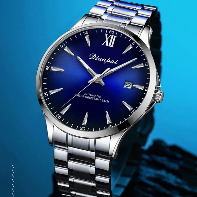 Dianpai Simple Business Men's Fully Automatic Mechanical Watch Stainless Steel Calendar Men's Waterproof Night Light Watch - 6