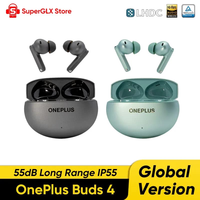 سماعات OnePlus Buds 4 إصدار عالمي لاسلكية مع ميزة إلغاء الضوضاء ومقاومة للماء IP55