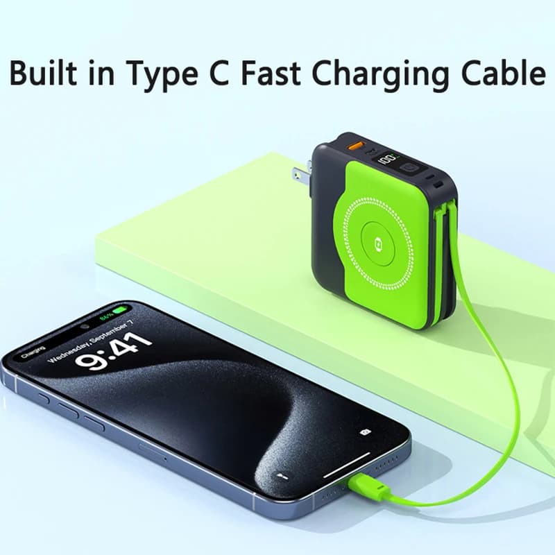10000mAh Magsafe Power Bank with Cable Wall Charger Magnetic Wireless 22.5W Fast Charger for iPhone 16 iWatch Airpods Powerbank - 6