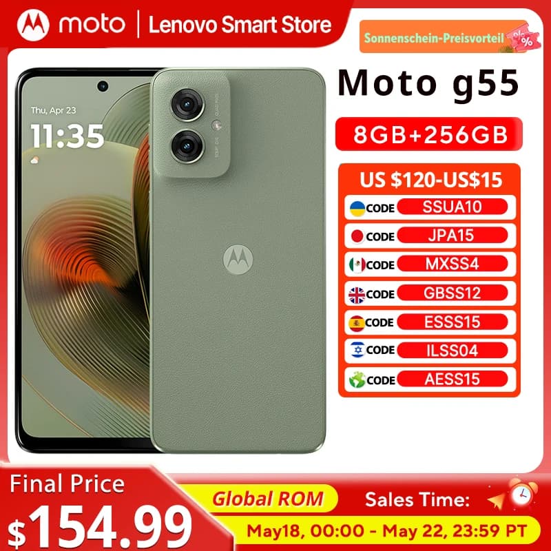 Motorola MOTO G55 Smartphone Original Global ROM 6.5-inch 120Hz Display 256GB MediaTek Dimensity 7025 50MP Cellphone