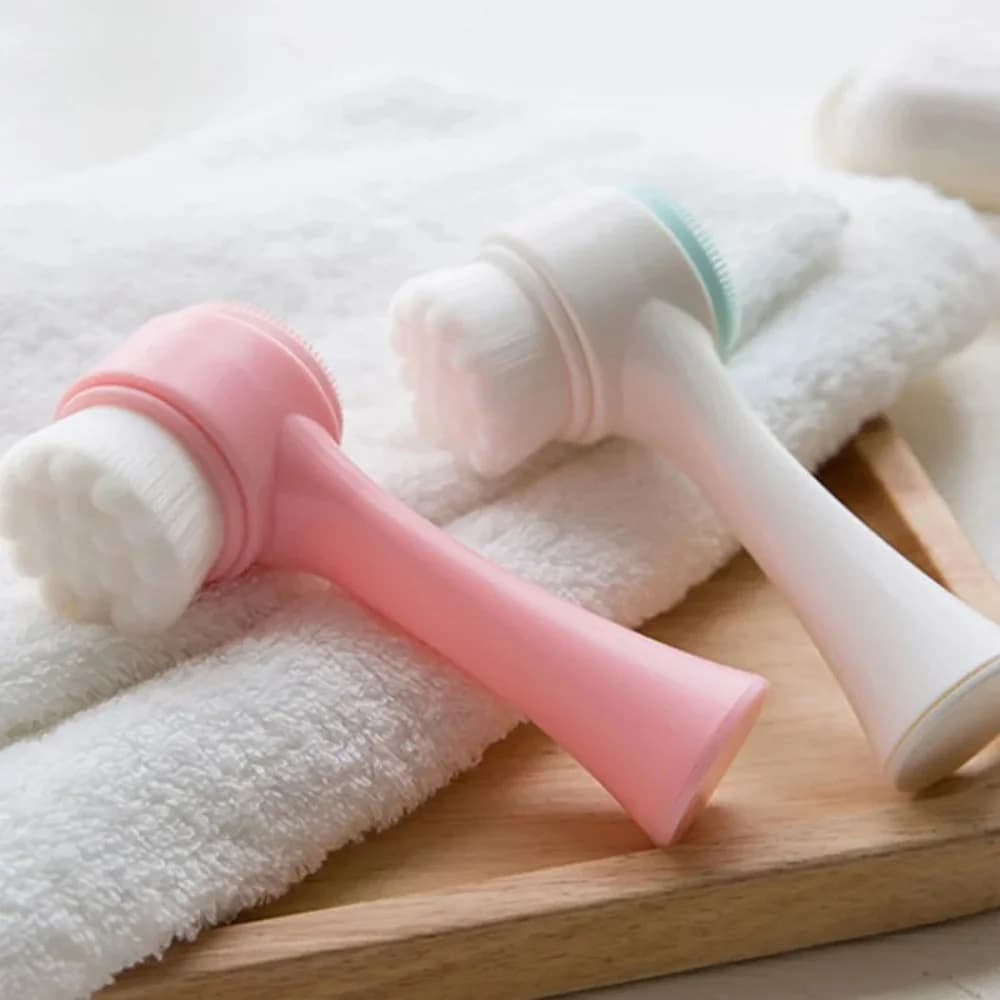 Massage Facial Wash Brush Soft Elastic Silicone Facial Cleanser Manual Massage Double-Sided Deep Cleansing Pores Face Wash Brush