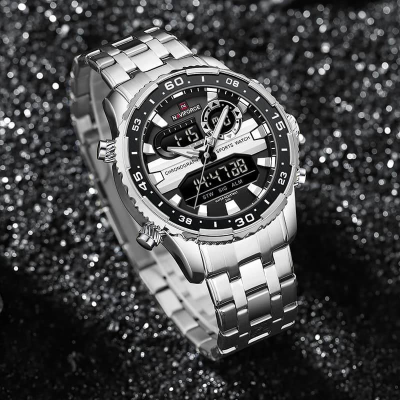 Men's Watches NAVIFORCE Original Trend Brand LCD Display Analog Digital Quartz Man Clock 30m Waterproof Luminous Male Wristwatch - 3