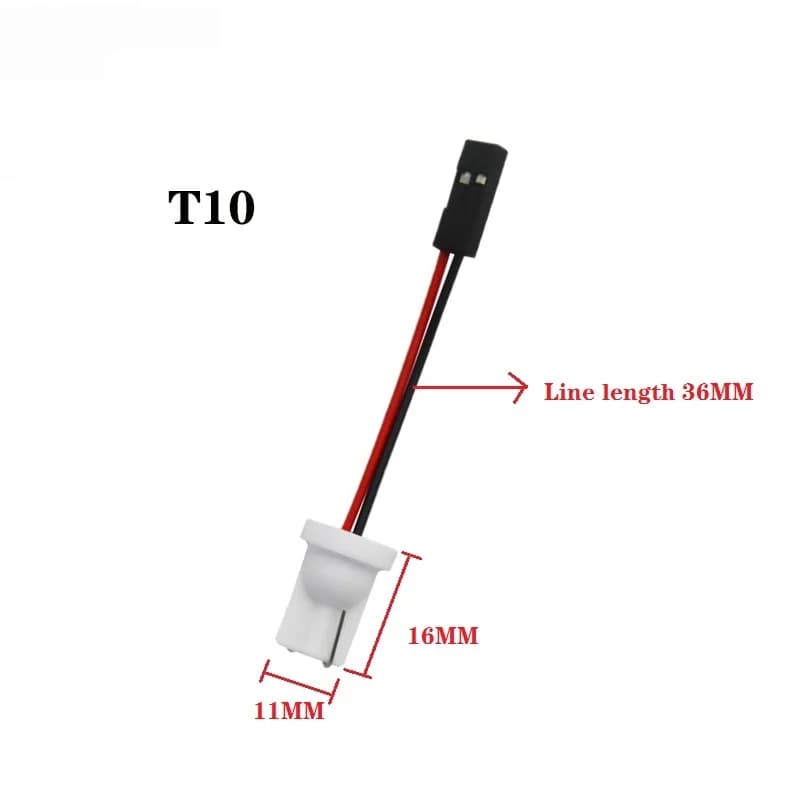 10Pcs T10 Ba9s T4w Festoon Connector Wire Cables For All Car Led Panel Dome Light Socket Harness Plugs Pin Adapter DC 12V - 3