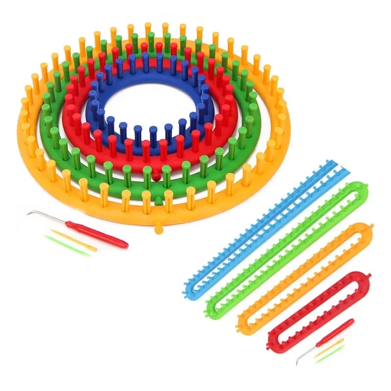 1 مجموعة مستطيل الجولة DIY الحياكة تلوح في الأفق وشاح سترة قبعة شال خياطة متماسكة اليدوية الحرفية النسيج تجديل أداة