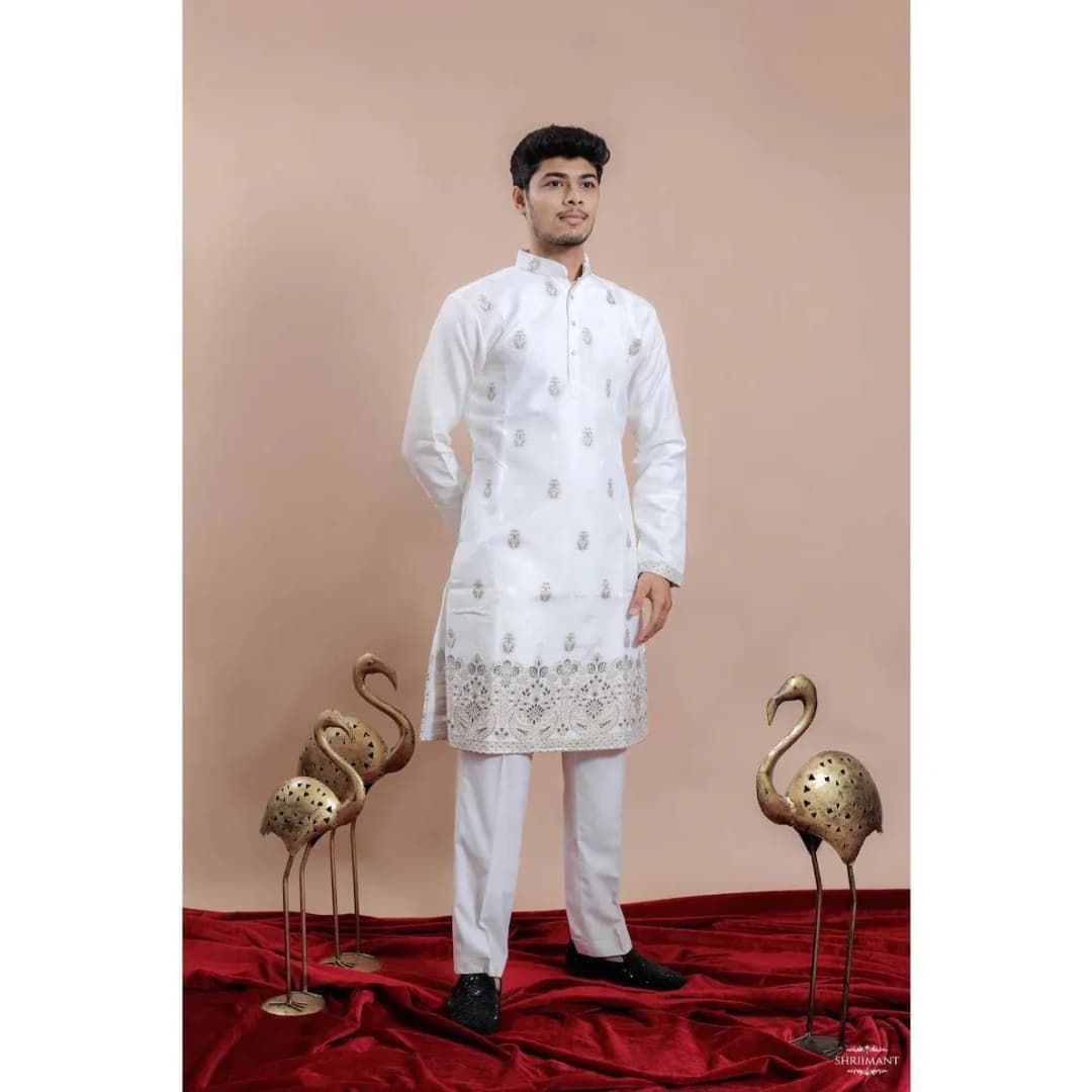 Muslim Kurtta Caftan Dubai Men'S Robe Long-Sleeved Ethnic Style Stand Collar Arabic Clothing National style Middle Eastern - 6