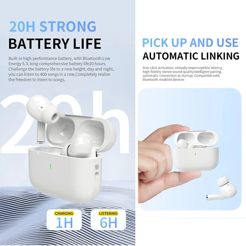سماعات بلوتوث لاسلكية 2025 اير برو TWS سماعات أذن هاي فاي للحد من الضوضاء مقاومة للماء لهواتف ايفون واندرويد - 5