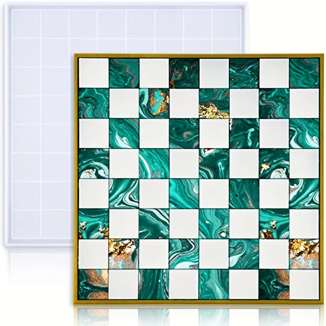 قالب شطرنج لصب الراتنج، لوح 12.4 بوصة من السيليكون الناعم لصنع الحرف اليدوية ثلاثية الأبعاد